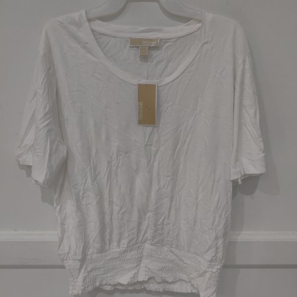 SOILED Michael Kors Women's Scoop Neck Tunic Top White Size XL $60 A442 - Picture 1 of 2